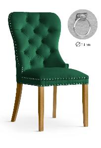 Scaun tapitat cu stofa si picioare din lemn, Madame II Velvet Verde / Stejar, l56xA62xH98 cm