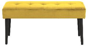 Banca tapitata cu stofa si picioare metalice Glory Velvet Galben / Negru, l95xA38xH45 cm
