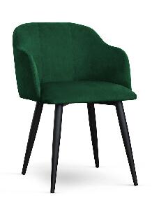 Scaun tapitat cu stofa si picioare metalice, Danez Velvet Verde / Negru, l55xA63xH78 cm