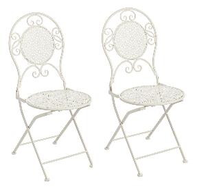 Set 2 scaune pliabile de gradina / terasa din metal Giselle Crem, l40xA40xH94 cm