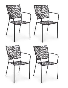 Set 4 scaune de gradina / terasa din metal Jodie Antracit, l57xA55xH89 cm