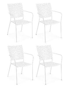 Set 4 scaune de gradina / terasa din metal Wendy Alb, l55xA55xH88 cm