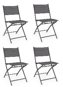Set 4 scaune pliabile de gradina / terasa din metal si material textil Martinez Antracit, l46xA58xH80 cm