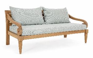 Canapea fixa pentru gradina / terasa, din lemn de tec, 3 locuri, Karuba Bleu / Natural, l165xA80xH75 cm