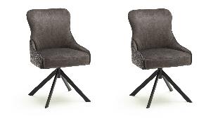 Set 2 scaune rotative tapitate cu stofa si picioare metalice, Sheffield A Oval, Cappucino / Negru, l53xA64xH88 cm