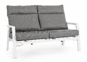 Canapea Recliner pentru gradina / terasa, din aluminiu, 2 locuri, Kledi JX11 Gri / Alb, l152xA81xH98 cm