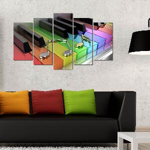 Tablou MDF ( 5 buc ) Piano Pride, Multicolor, 1x60x110 cm