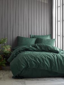 Lenjerie de pat din bumbac Satinat Hexa Verde, 200 x 220 cm