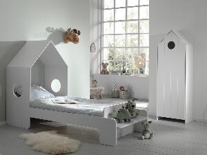 Set Mobila dormitor din MDF, pentru copii 2 piese Casami Alb, 200 x 90 cm