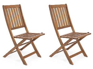 Set 2 scaune pliabile de gradina / terasa din lemn de salcam Mali Natural, l47,5xA60xH92 cm