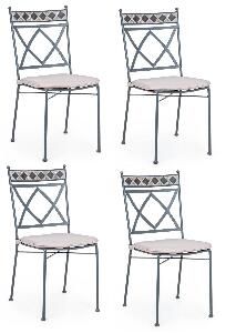 Set 4 scaune de gradina / terasa din metal cu perne detasabile, Berkley I Gri, l45xA53xH94 cm