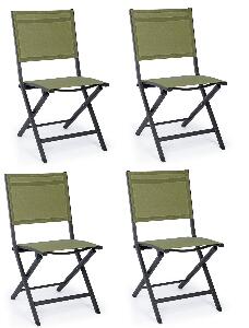 Set 4 scaune pliabile de gradina / terasa din metal si material textil Elin Verde / Antracit, l47xA57xH88 cm