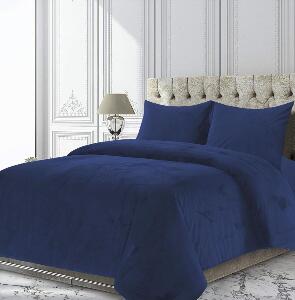 Set cuvertura de pat dubla 3 piese Ocean, Heinner Home, 200x220 cm, catifea, albastru
