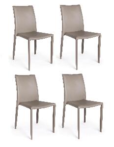 Set 4 scaune din metal, tapitate cu piele ecologica Alison Grej, l50xA42,5xH90 cm