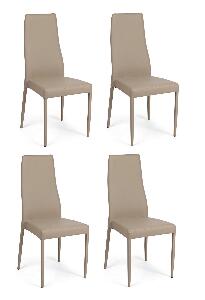 Set 4 scaune tapitate cu piele ecologica si picioare metalice Cloud Grej, l44xA44xH99 cm