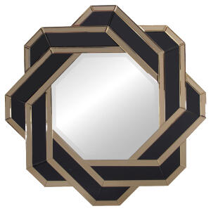 Oglinda rotunda Silvia negru/auriu inchis – Ø80 cm