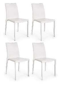 Set 4 scaune din metal, tapitate cu piele ecologica Alison Alb, l50xA42,5xH90 cm