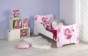 Pat pentru copii Happy Fairy, White / Pink, 140 x 70 cm
