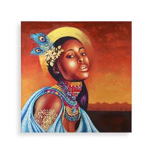 Tablou decorativ Ethnic Woman, Versa, 80x80 cm, canvas