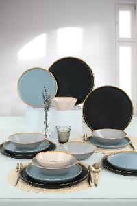 Set de cină din ceramică Safir, Negru, 14 cm