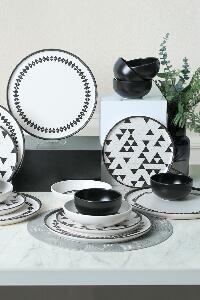 Set de cină din ceramică X0001491600000000000000000, Negru, 28 cm