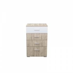 Comoda LUCIA, 4 sertare, sherwood + alb lucios, 60x40x95 cm
