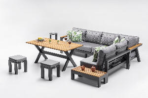 Set de lounge de grădină Daisy Set - Antracite v2, Gri, 260x70x50 cm