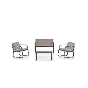 Set mobilier de gradina Ferni, 118x77x63 Cm, Metal-Beige/Gri