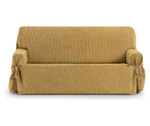 Husa ajustabila pentru canapea cu 3 locuri Chenille Ties Mustard 180x45x50 cm - Eysa, Galben & Auriu