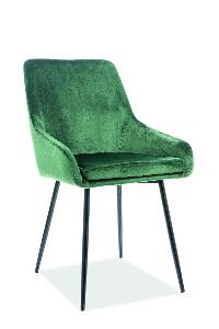 Scaun tapitat cu stofa, cu picioare metalice Albi Velvet Verde Inchis / Negru, l50xA45xH82 cm