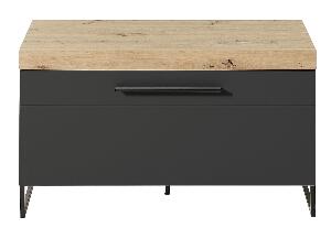 Cabinet din MDF cu 1 usa Loftis Grafit / Stejar, l96xA44xH55 cm