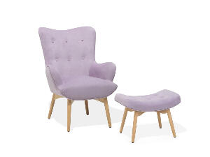 Fotoliu cu scaun pentru picioare Vejle, roz, 81 x 78 x 100 cm