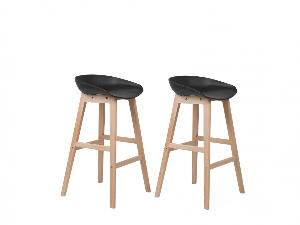 Set de 2 scaune de bar Micco, negru/maro, 42 x 46 x 85 cm