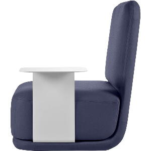 Fotoliu cu masă metalică albă Softline Standby High + Side Table, albastru-închis