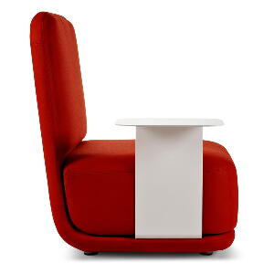 Fotoliu cu masă metalică albă Softline Standby High + Side Table, roșu