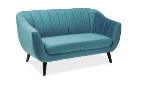 Canapea fixa tapitata cu stofa, Elite 2 Velvet Turquoise, l156xA57xH83 cm