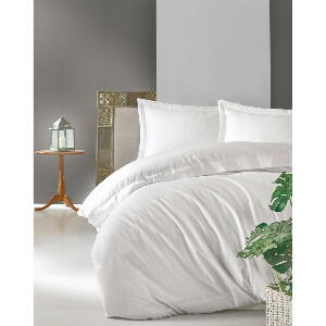Lenjerie de pat din bumbac satinat Cotton Box Elegant, 240 x 260 cm, alb