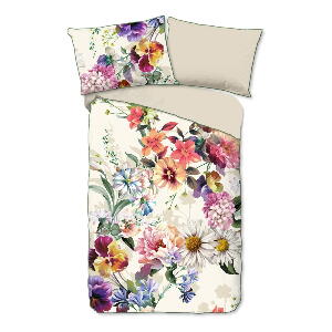 Lenjerie de pat din bumbac organic pentru pat de o persoană Descanso Flower Garden, 140 x 220 cm