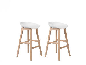 Set de 2 scaune de bar Micco,alb/maro, 42 x 46 x 85 cm