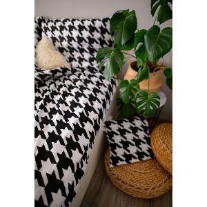 Lenjerie de pat din bumbac satinat pentru pat de o persoană Cotton House Dita, 140 x 200 cm, alb - negru