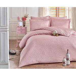 Lenjerie de pat din bumbac satinat pentru pat dublu Hobby Damask, 200 x 220 cm, roz