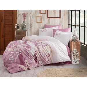 Lenjerie de pat din bumbac satinat pentru pat dublu Hobby Noemi, 200 x 220 cm, roz