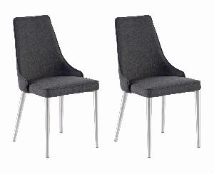 Set 2 scaune tapitate cu stofa si picioare metalice, Elara B Gri / Crom, l50xA59xH89 cm