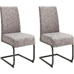 Set 2 scaune tapitate cu stofa si picioare metalice, Esteli Gri / Negru, l45xA64xH101 cm