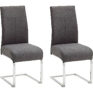 Set 2 scaune tapitate cu stofa si picioare metalice, Foshan Antracit / Crom, l43xA63xH103 cm
