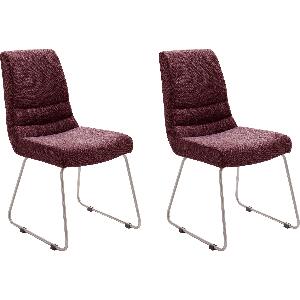Set 2 scaune tapitate cu stofa si picioare metalice, Montera Skid Burgundy / Crom, l45xA65xH89 cm