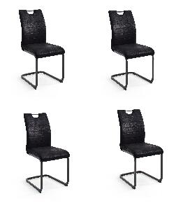 Set 4 scaune tapitate cu stofa si picioare metalice, Bilbao Negru, l43xA57xH95 cm