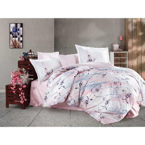 Lenjerie de pat din bumbac satinat pentru pat dublu Hobby Brisha, 200 x 220 cm, roz