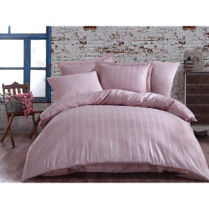 Lenjerie de pat din bumbac satinat pentru pat dublu Hobby Ekose, 200 x 220 cm, roz