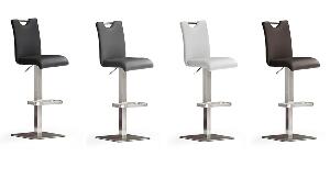 Scaun de bar rotativ tapitat cu piele ecologica si picior metalic, Bardo Squared, l40xA50xH91-116 cm